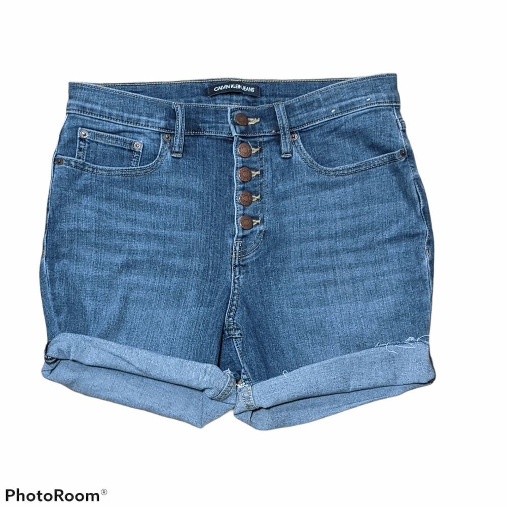 Calvin Klein shorts 10/30 High-Rise mom button fly cuffed boho denim